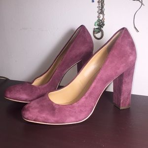 J Crew Suede Maroon Block Heel